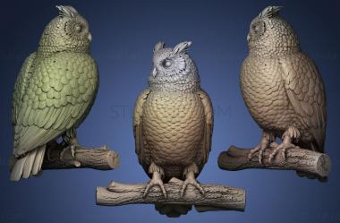 3D model owl on a perch (STL)